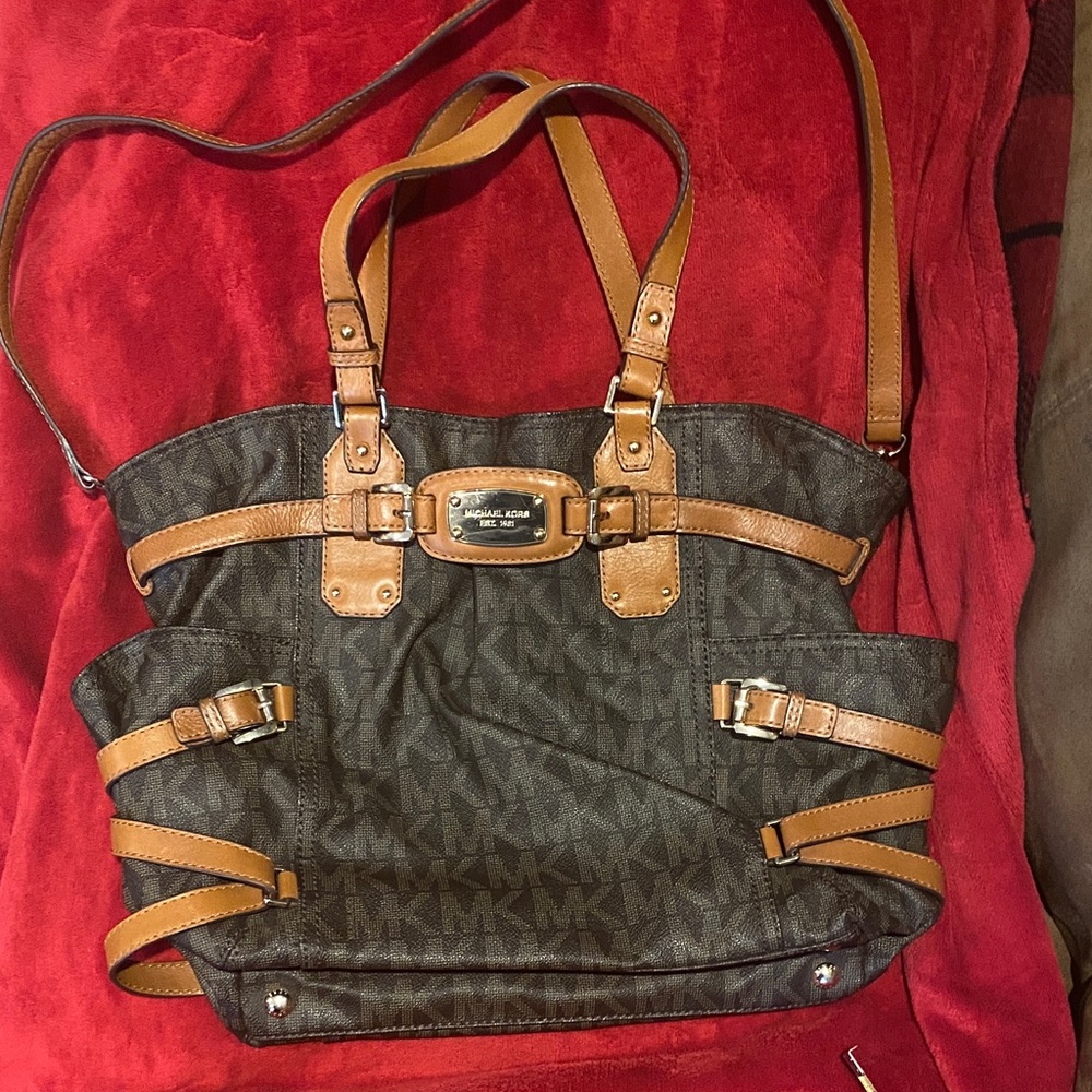 Michael Kors Black and Brown Signature Tote